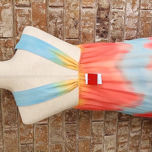 New! V Cristina Maxi Chiffon Summer Dress, Medium, "Sundance Mauna Loa" - Picture 5 of 8